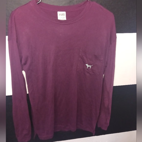 PINK Victoria's Secret Women purple sequined silver letters long sleeve shirt - Picture 2 of 11